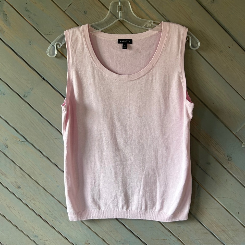Talbots Womens Pink Sleeveless Knit Shell Scoop Neck Tank Top Medium JO516111/19
